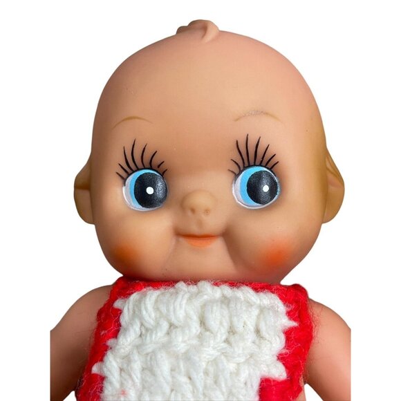 Vintage Baby Kewpie Doll Rubber Knit Little Red Riding Hood 8" Taiwan *read* - Picture 7 of 9